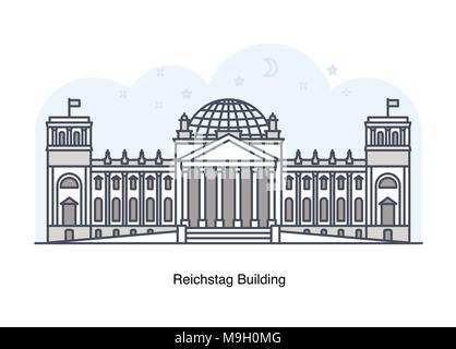 Vektor linie Abbildung: Reichstag, Berlin, Deutschland Stock Vektor