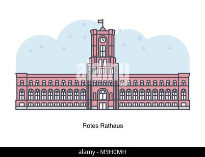 Vektor linie Abbildung: Rotes Rathaus (Rotes Rathaus), Berlin, Deutschland Stock Vektor
