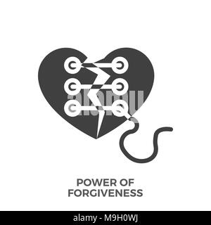 Die Macht der Vergebung Glyphe Vektorsymbol isoliert auf den weißen Hintergrund. Stock Vektor