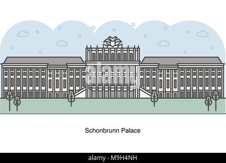 Vektor linie Abbildung: Schloss Schönbrunn, Wien, Österreich. Stock Vektor