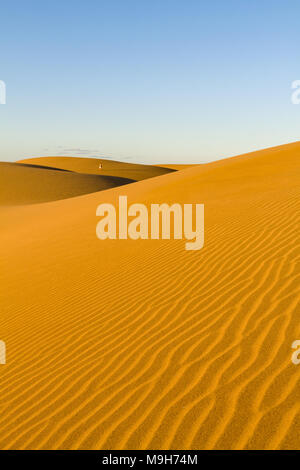Gerippte und glatte Sand der Dünen von Maspalomas auf Gran Canaria. Stockfoto