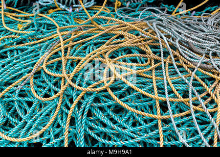 Angeln Seile auf Kai in Portmagee, County Kerry, Irland Stockfoto