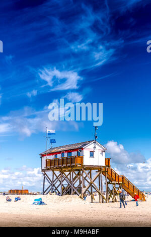 Deutschland, Schleswig-Holstein, St. Peter-Ording, Strang, Pfahls, Pfahlbauten Stockfoto