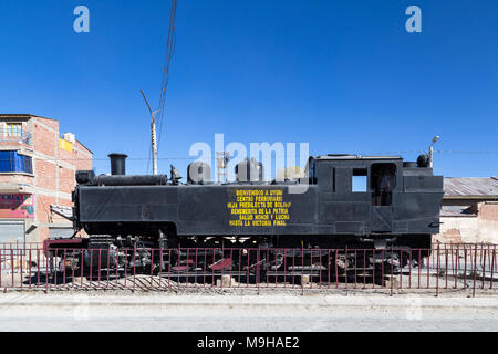 Alte Dampflok Lokomotive in Uyuni, Bolivien Stockfoto