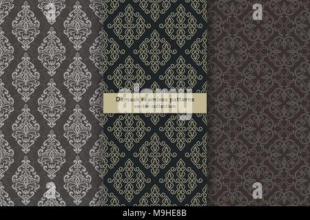 Vektor nahtlose Muster. Der elegante Luxus Damast Texturen. Patterns können als Hintergrund, Stoff drucken, Oberflächenbeschaffenheit verwendet werden, Geschenkpapier, Web Stock Vektor