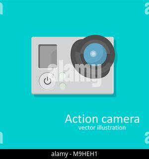 Symbol einer Aktion eine Kammer für Video und Fotografieren. Ein Vektor Illustration im flachen Stil. Stock Vektor