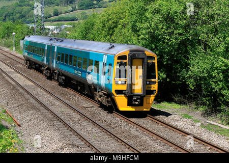 Arriva Trains Wales Klasse 158158831 in Pontyclun, South Wales, Großbritannien Stockfoto