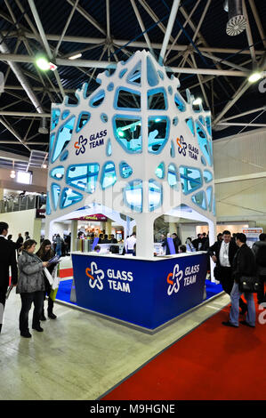 Glas Team stand auf der MosBuild Ausstellung 2012, April, 11 2012, Moskau, Russland Stockfoto