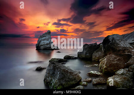 Der Fels Segel, Parco Del Conero, Ancona, Marken, Italien Stockfoto