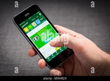 Paddy Power wetten App auf dem iPhone Stockfoto