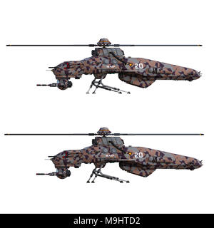 Militär Armee Flugzeug/Helikopter auf Weiß, 3D-Render isoliert Stockfoto