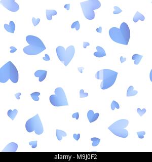 Nahtloser Musterhintergrund mit blauer Herz-Vektor-Illustration. Stock Vektor