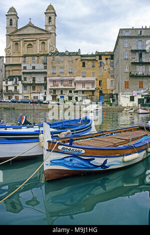 Die historische Altstadt und den Hafen von Bastia, Saint Jean Baptist Church, Korsika, Frankreich, Mittelmeer, Europa Stockfoto
