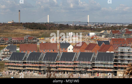 Ein Blick auf die weitere Entwicklung von ebbsfleet Garden City in Kent. Vor allem ex-steinbruch Land, sieben Parks, 15.000 Wohnungen, einem neuen großen kommerziellen Zentrum und verbesserten öffentlichen Verkehr gebaut sind unter Pläne für Großbritanniens neueste Garden City, die rund um die internationalen Bahnhof in den nächsten Jahren entwickelt werden. Stockfoto