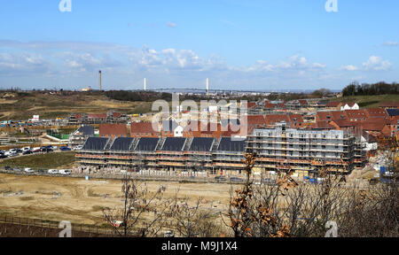 Ein Blick auf die weitere Entwicklung von ebbsfleet Garden City in Kent. Vor allem ex-steinbruch Land, sieben Parks, 15.000 Wohnungen, einem neuen großen kommerziellen Zentrum und verbesserten öffentlichen Verkehr gebaut sind unter Pläne für Großbritanniens neueste Garden City, die rund um die internationalen Bahnhof in den nächsten Jahren entwickelt werden. Stockfoto