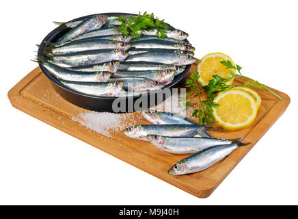 Frische rohe Sardinen Stockfoto