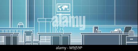 Virtuelle Klassenzimmer Interieur mit Board und Schreibtische Klassenzimmer dünne Linie die VR-Technologie Stock Vektor