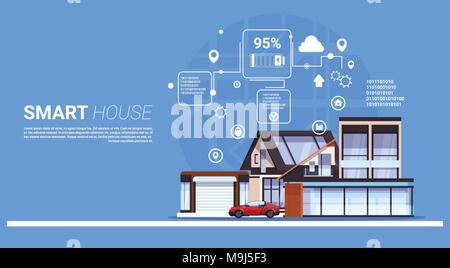 Smart House Technology Home Automation Konzept Vorlage Infografik Hintergrund Stock Vektor
