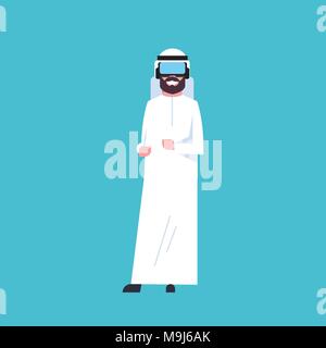 Arabische Geschäftsmann tragen moderne VR-Brille Virtual Reality Headset Konzept Stock Vektor