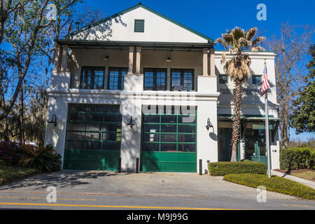 Fassade der Habersham Feuerwache in der habersham Gemeinschaft, Beaufort, Sc Stockfoto