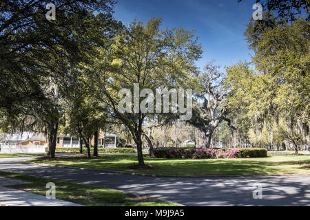 Eine der vielen Grünflächen innerhalb des Habersham Gemeinschaft, Beaufort SC Stockfoto