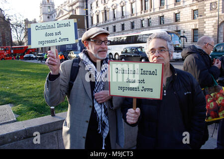 London, Großbritannien. 26. März, 2018. Protesters Clash über Labour Party Antisemitismus Fragen und der israelisch-palästinensische Konflikt Credit: Alex Cavendish/Alamy leben Nachrichten Stockfoto