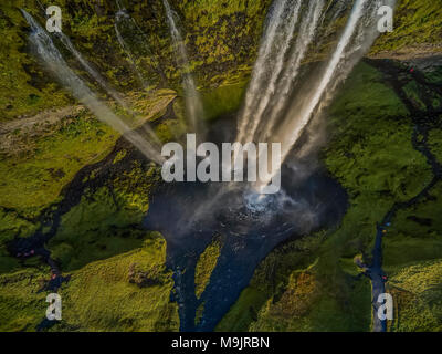 Aerial-Seljalandsfoss Wasserfall, Island Stockfoto