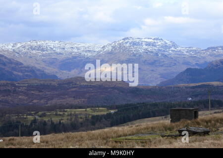 Blick über Garelochhead, Creachan Mor und Stronchullin Hill. Stockfoto