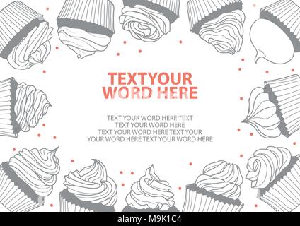 12 Styles von Cupcakes in graue und rote Punkte auf weißem Hintergrund und Platz für Text. Plakat oder Hintergrund Design in Vector Illustration. Stock Vektor