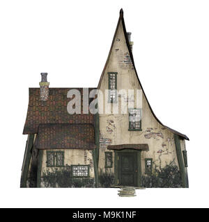 Die alte Hexe Haus auf Weiß, 3D-Render isoliert Stockfoto