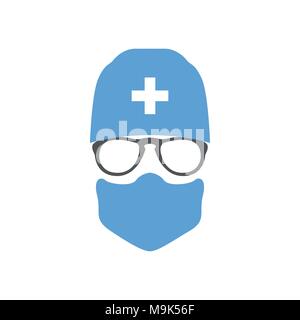 Avatar Arzt Chirurg in Hut und Maske. Vector Illustration. Stock Vektor