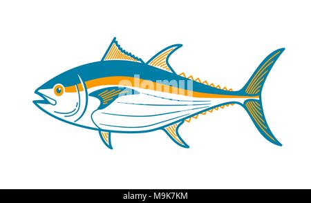 Abbildung: Thunfisch. Symbol in einer linearen Stil Stock Vektor