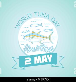 Kalender für jeden Tag am 2. Mai. Grußkarte. Urlaub - globale Welt Thunfisch Tag. Symbol in der linearen Stil Stock Vektor