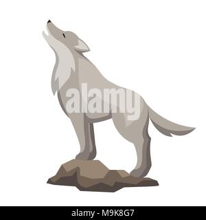 Stilisierte Darstellung der Wolf. Wald Wald Tier auf weißem Hintergrund Stock Vektor