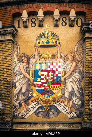 Wappen Mosaik in Budapest, Ungarn Stockfoto