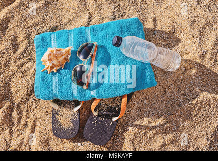 Sommer Sonnencreme Konzept, flach Stockfoto