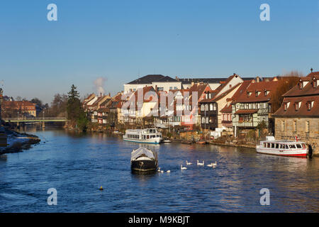 Bamberg, Deutschland - Januar 22, 2017: Traditionelle deutsche Häuser in Bamberg. Stockfoto