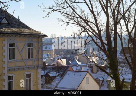Bamberg, Deutschland - Januar 22, 2017: Traditionelle deutsche Häuser in Bamberg. Stockfoto