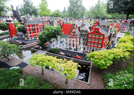 Lego Steine Amsterdam, Niederlande in Mini Landfläche im Legoland Billund Resort eröffnet 1968 in Billund, Dänemark. 17.August 2010, ist die größte Tour Stockfoto