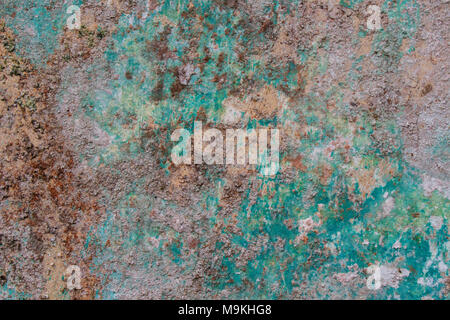 Abstrack Wand Textur Detail mit grüner Farbe und meistens trocken Stockfoto