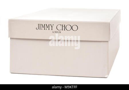 Paar boxed Jimmy Choo high-heeled Designer Schuhe Stockfoto