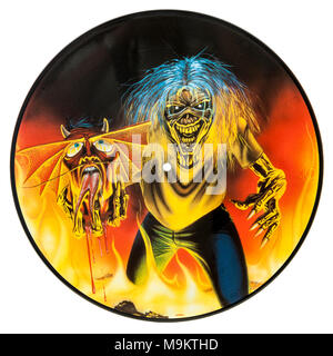 2005 Limited Edition Picture Disc (Schallplatte) von der Britischen Heavy Metal Band Iron Maiden (die Zahl des Tiers) Stockfoto