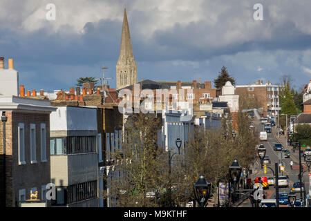 Großbritannien, England, Surrey, Surbiton Victoria Road spire Stockfoto