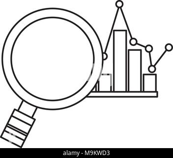 Lupe Glas Analyse Balkendiagramm Statistik wies Leitung Stock Vektor