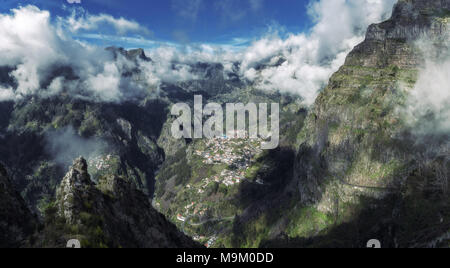 Panorama der Nonnen Tal in Madeira Portugal Stockfoto