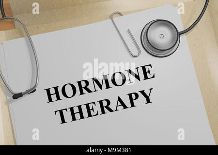 3D-Abbildung der HORMONTHERAPIE Titel auf ein medizinisches Dokument Stockfoto