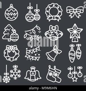 Weihnachtsdekoration Symbole auf grauem Hintergrund Stock Vektor