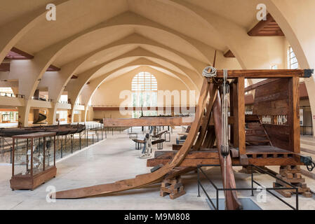 Nemi. Latium. Italien. Museo delle Navi Romane di Nemi, (Museum der Antiken römischen Schiffe), Modelle der Reste der römischen Kaiser Caligula's Stockfoto