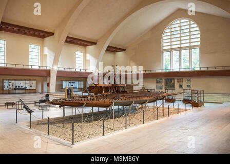 Nemi. Latium. Italien. Museo delle Navi Romane di Nemi, (Museum der Antiken römischen Schiffe), Modelle der Reste der römischen Kaiser Caligula's Stockfoto