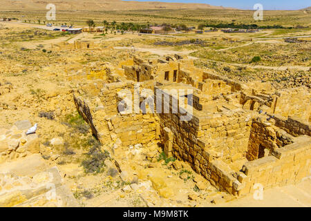Blick auf die archäologische Stätte der nabatäischen Stadt Mamshit, jetzt ein Nationalpark. Im Süden Israels Stockfoto